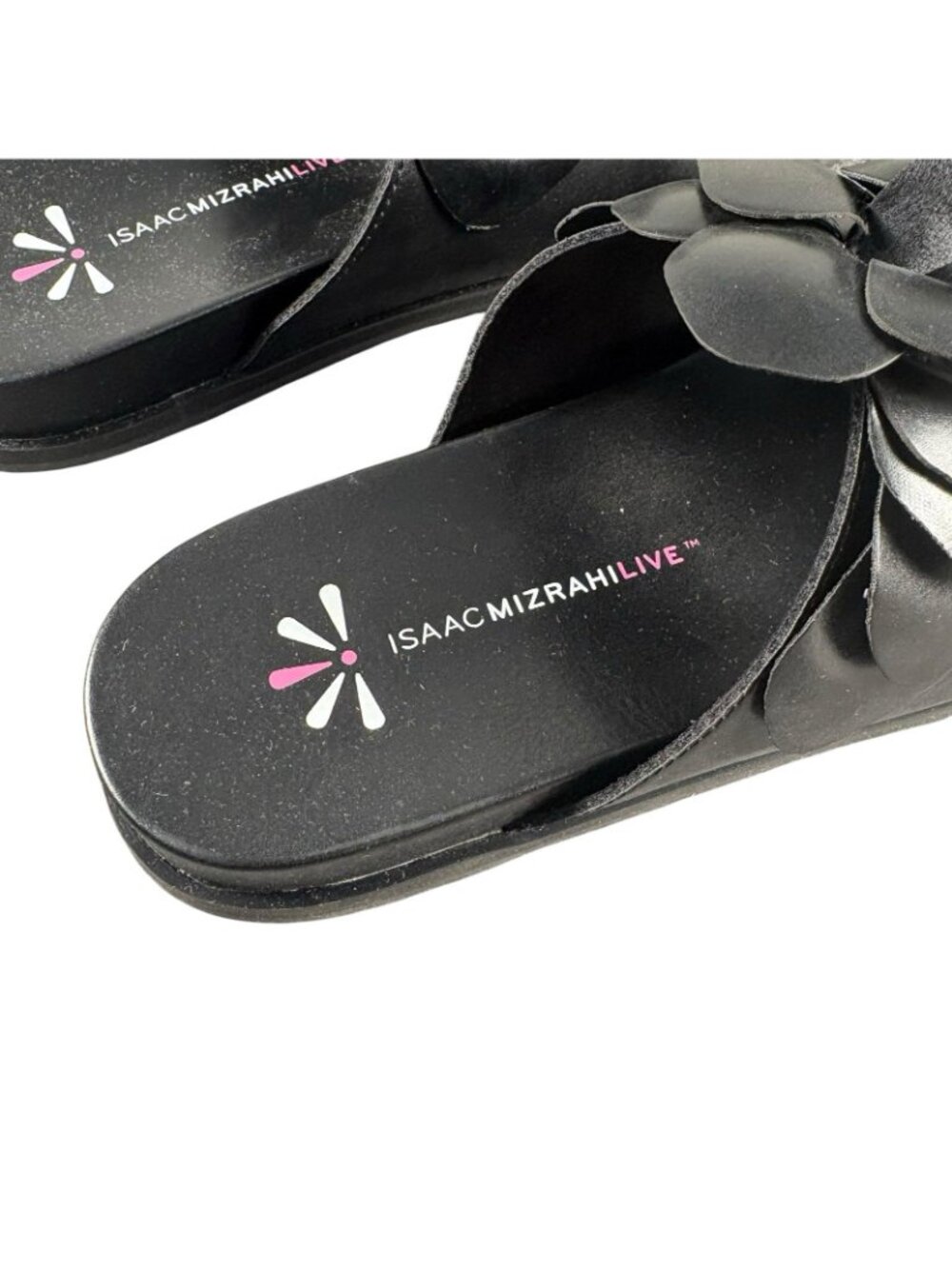Isaac Mizrahi Live Black Floral Slide Sandals Women’s Size 7.5 New No Box - Picture 2 of 7